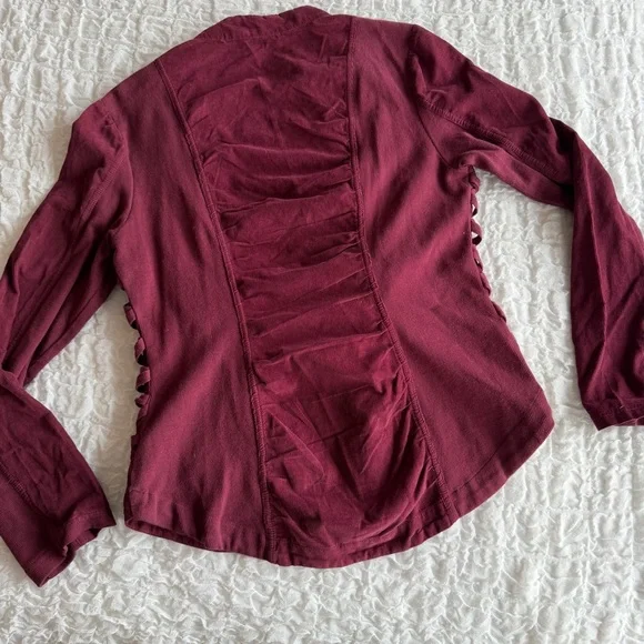 XCVI Wearables Larisa Corduroy Jacket Medium Burgundy Wine Zip Front Coat